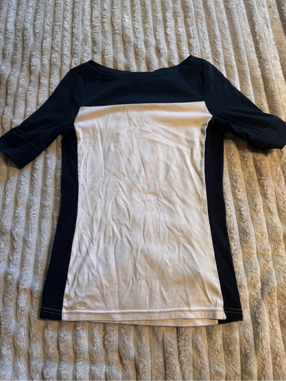 Ralph Lauren Black and White Colorblock Short Sleeve Top